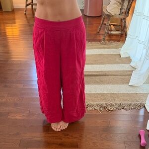 Banana Republic Wide Leg Linen-Blend Pink Crop Pants